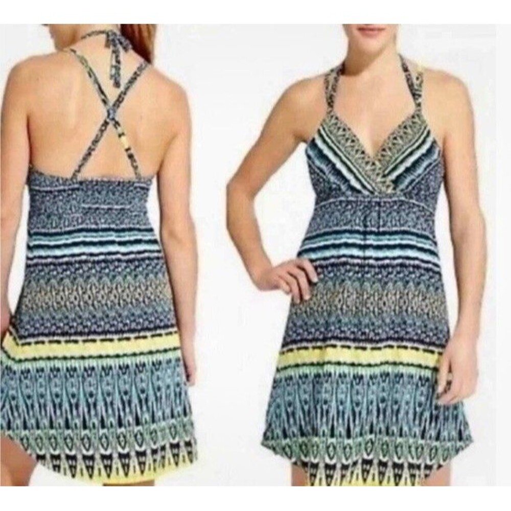 Athleta Marbella Sundress Halter Dress Size Large Lined Resort Vacation *Note